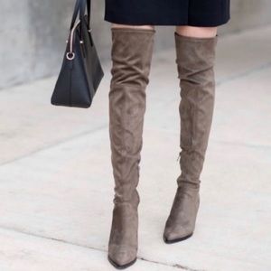 Marc Fisher Knee High Boots - ML Yuna Suede in Taupe